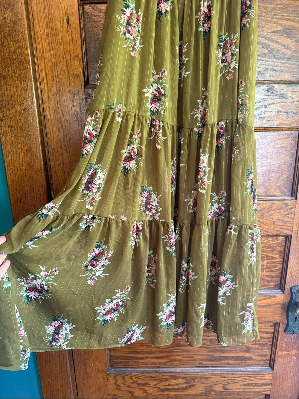 MADEWELL Cami Tiered Midi Dress Smocked Back Spaghetti Straps Flowy Loose US 10 - Picture 4 of 13